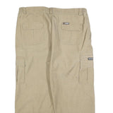 Mens Lined Cotton Blend Beige Relaxed Cargo Trousers W38 L26 Casual Workwear Zip