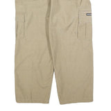 Mens Lined Cotton Blend Beige Relaxed Cargo Trousers W38 L26 Casual Workwear Zip
