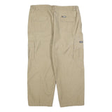 Mens Lined Cotton Blend Beige Relaxed Cargo Trousers W38 L26 Casual Workwear Zip