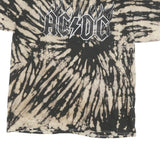 AC DC Mens Black & Beige Tie Dye Graphic T-Shirt L Short Sleeve Crew Neck Rock