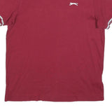 SLAZENGER Mens Maroon & White Classic T-Shirt S Short Sleeve Crew Neck Piped