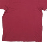 SLAZENGER Mens Maroon & White Classic T-Shirt S Short Sleeve Crew Neck Piped