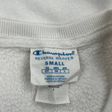 Champion Spellout Sweatshirt - Small White Cotton