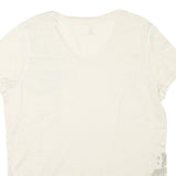 CARHARTT Womens Cream Printed Cotton Blend T-Shirt L V-Neck Short Sleeve Casual