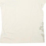 CARHARTT Womens Cream Printed Cotton Blend T-Shirt L V-Neck Short Sleeve Casual