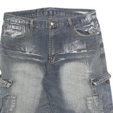 Mens Blue Casual Cargo Cotton Blend Shorts L W36 Pocket Detailing