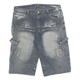 Mens Blue Casual Cargo Cotton Blend Shorts L W36 Pocket Detailing