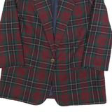 SAG HARBOR Womens Red & Green Checked Wool Blend Classic Jacket L Button Closure