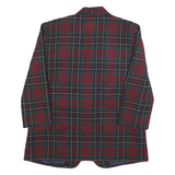 SAG HARBOR Womens Red & Green Checked Wool Blend Classic Jacket L Button Closure