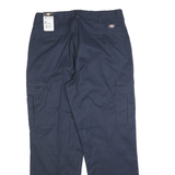 DICKIES Mens Cotton Blend Navy Regular Cargo Trousers W36 L32 Workwear Zip