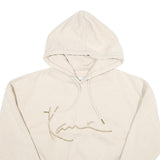 KARL KANI Womens Cream Hoodie M Cotton Blend Drawstring Pullover Sweatshirt