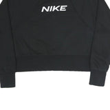 NIKE Womens Black Crew Neck M Logo Sweatshirt Cotton Blend Pullover