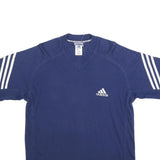 ADIDAS Mens Blue V-Neck Short Sleeve Sports T-Shirt M Cotton Blend