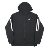 ADIDAS Mens Black Jacket S Polyester Blend Plain Zip Hooded Sports Casual