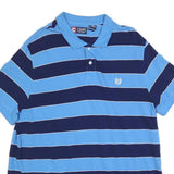 CHAPS Mens Blue & Navy Short Sleeve Striped 2XL Cotton Blend Polo Shirt