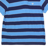 CHAPS Mens Blue & Navy Short Sleeve Striped 2XL Cotton Blend Polo Shirt
