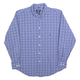 NAUTICA Mens Blue Check Shirt M Cotton Blend Button-Down Collar Long Sleeve