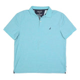 NAUTICA Mens Blue Short Sleeve Plain XL Cotton Blend Polo Shirt Classic Fit