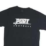 PORT & COMPANY Mens Black Football Graphic T-Shirt L Short Sleeve Crew Neck