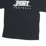 PORT & COMPANY Mens Black Football Graphic T-Shirt L Short Sleeve Crew Neck