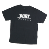 PORT & COMPANY Mens Black Football Graphic T-Shirt L Short Sleeve Crew Neck