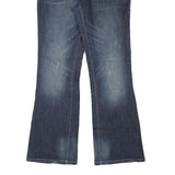 ROCK Womens Blue Regular Flared Denim Medium W34 L34 Zip Cotton Blend Jeans