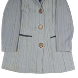 Womens Grey Button Jacket L Polyester Blend Plain Classic Tailored Coat