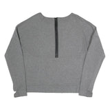 NIKE Womens Grey Sweatshirt Crew Neck L Cotton Blend Pullover Zip Back