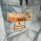 Sideout Floral Hawaiian Shirt - Large Blue Cotton