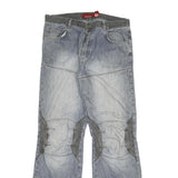 FISHBONE Mens Jeans Blue Regular Straight Denim Medium W36 L36 Button Cotton