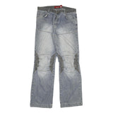 FISHBONE Mens Jeans Blue Regular Straight Denim Medium W36 L36 Button Cotton