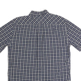 TOMMY HILFIGER Mens Blue Check Shirt L Button Down Collar Short Sleeve Cotton