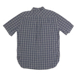 TOMMY HILFIGER Mens Blue Check Shirt L Button Down Collar Short Sleeve Cotton