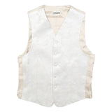 EMANI Mens Cream & White Button Jacket S Polyester Blend Plain Formal Waistcoat