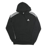 ADIDAS Mens Black Hoodie S Cotton Blend Pullover Logo Striped Sport Casual