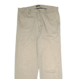 NAUTICA Mens Cotton Beige Regular Straight Trousers W36 L31 Casual Zip Closure