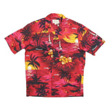 HAWAIIAN CREATIONS Mens Red & Yellow Hawaiian Shirt S Cotton Blend Beach Sunset
