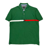 Tommy Hilfiger Spellout Polo Shirt - Large Green Cotton