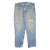 CARHARTT Mens Regular Fit Blue Denim Straight Leg Jeans W38 L32 Distressed