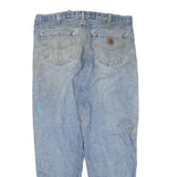 CARHARTT Mens Regular Fit Blue Denim Straight Leg Jeans W38 L32 Distressed