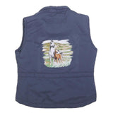 JFF Womens Blue Sleeveless Zip Jacket Polyester Horse Print S