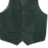 Mens Green Suede Button Jacket M Regular Fit Waistcoat Plain Soft Comfortable