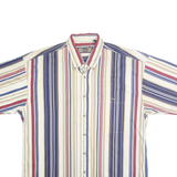 GFC TRADING COMPANY Mens Blue Beige Red Striped Shirt L Button-Down Casual