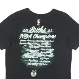 NIKE Mens Black Bucks NBA Champions Graphic T-Shirt M Crew Neck Short Sleeve