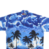 PINEAPPLE COLLECTION Mens Blue Hawaiian Shirt L Tropical Palm Tree Print