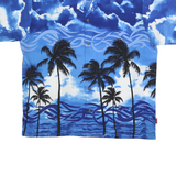 PINEAPPLE COLLECTION Mens Blue Hawaiian Shirt L Tropical Palm Tree Print