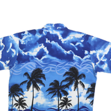 PINEAPPLE COLLECTION Mens Blue Hawaiian Shirt L Tropical Palm Tree Print