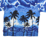 PINEAPPLE COLLECTION Mens Blue Hawaiian Shirt L Tropical Palm Tree Print