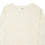 TOMMY HILFIGER Womens Cream Plain Pullover Patterned Round Neck Rib Knit Jumper