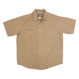 CABELAS Mens Beige Plain Shirt M Casual Cotton Relaxed Fit Button Front